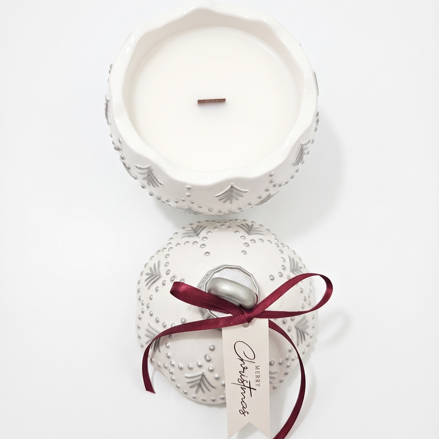 Kaars Christmas Bauble Enchanted MINI - Wit / Zilver / Wintermagie / MINI