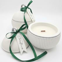 Kaars Christmas Bauble Elegance - Wit / Zilver / Wintermagie