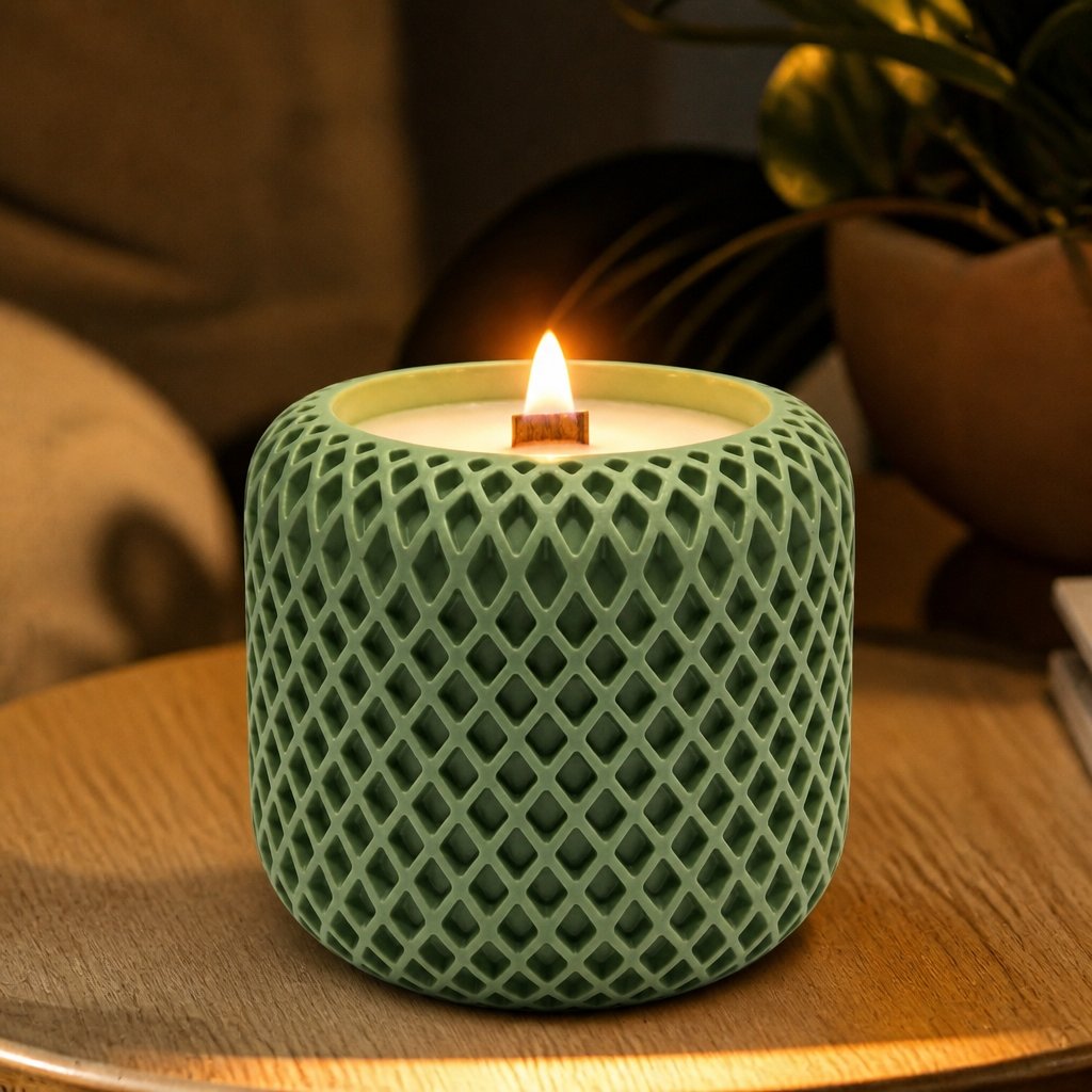Kaars Mosaic - Groen / Wit / Wilde pruim, roos, patchouli