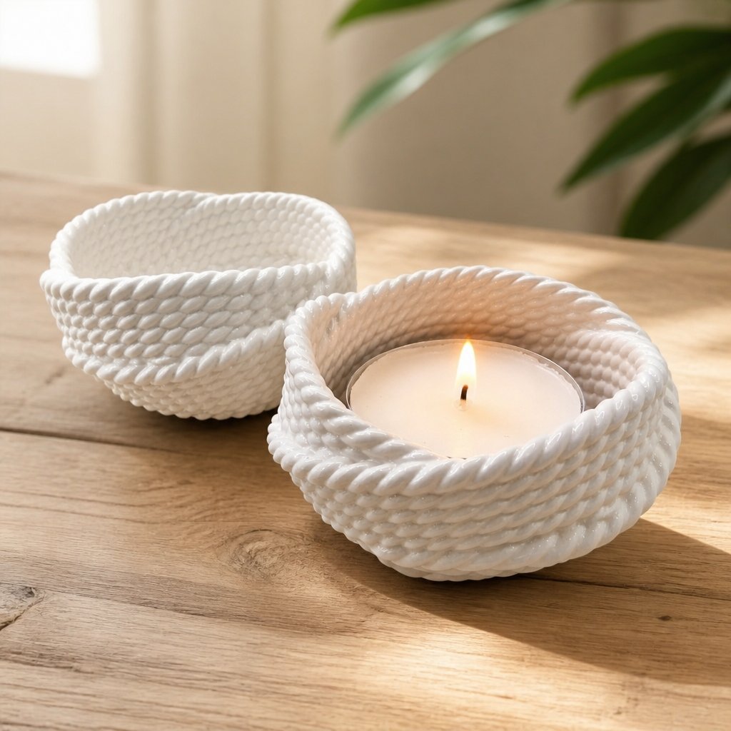Designkaarsenhouder Garen – Wit