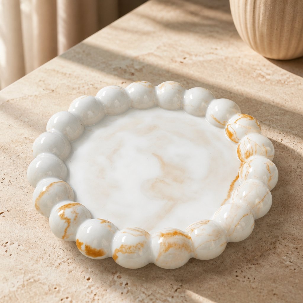 Design dienblad Perla - Wit / Goud