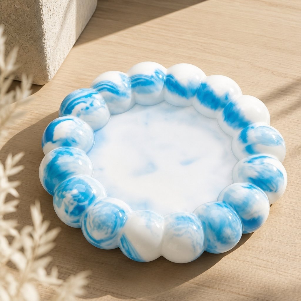 Design dienblad Bubbel - Wit / Turquoise