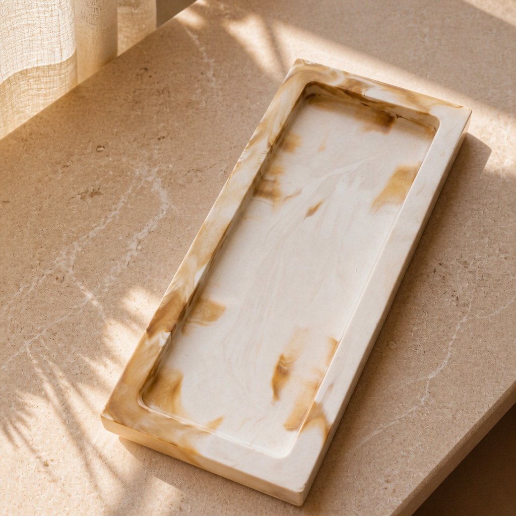 Design dienblad Luna - Wit / Karamel